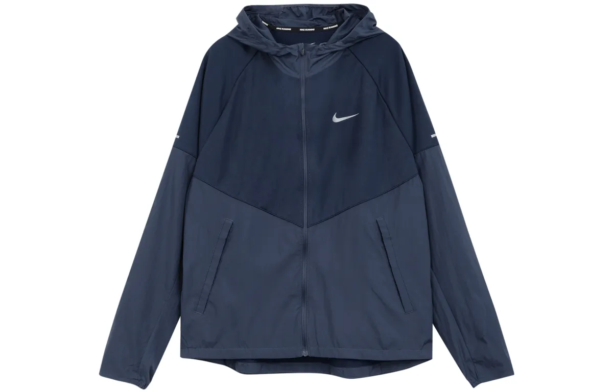 Nike MILER Jackets Men's Dark Blue Hooded (Non-detachable) Moderate Straight Fit