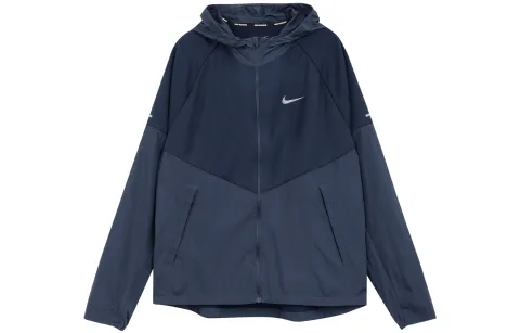 Nike MILER Jackets Men's Dark Blue Hooded (Non-detachable) Moderate Straight Fit
