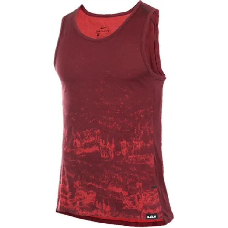 Nike Tank Tops Men's Red Crew Neck Moderate Straight Fit