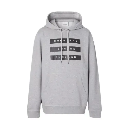 Burberry Sweatshirts Men's Gray Hooded Non Detachable Moderate Straight Fit