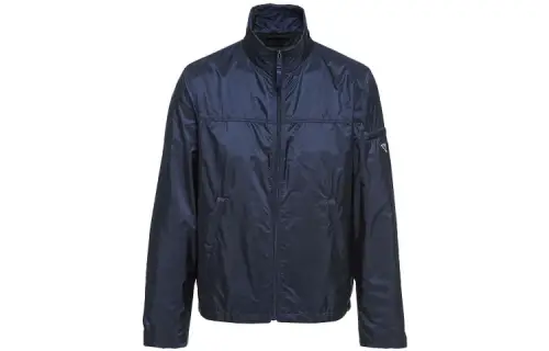 PRADA Jackets Men's Blue Stand Collar Moderate Other