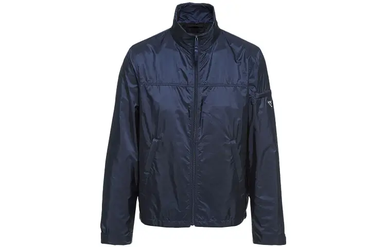 PRADA Jackets Men's Blue Stand Collar Moderate Other