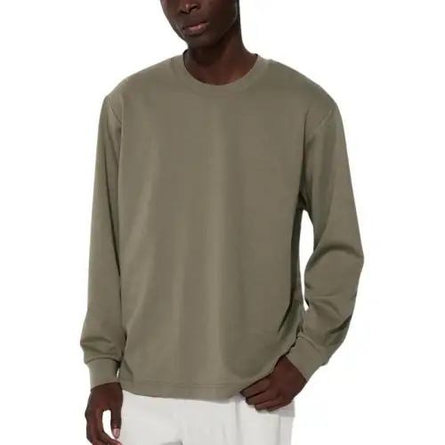 UNIQLO T Shirts Men's Olive Crew Neck