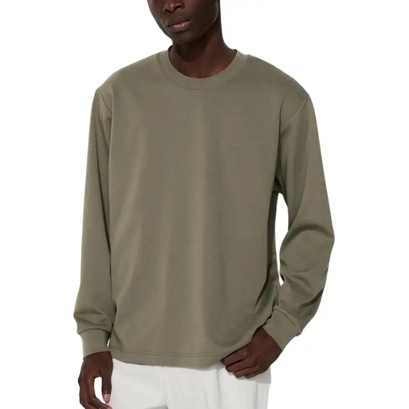UNIQLO T Shirts Men's Olive Crew Neck