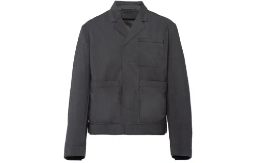 PRADA Jackets Men's Gray Lapel Moderate Other