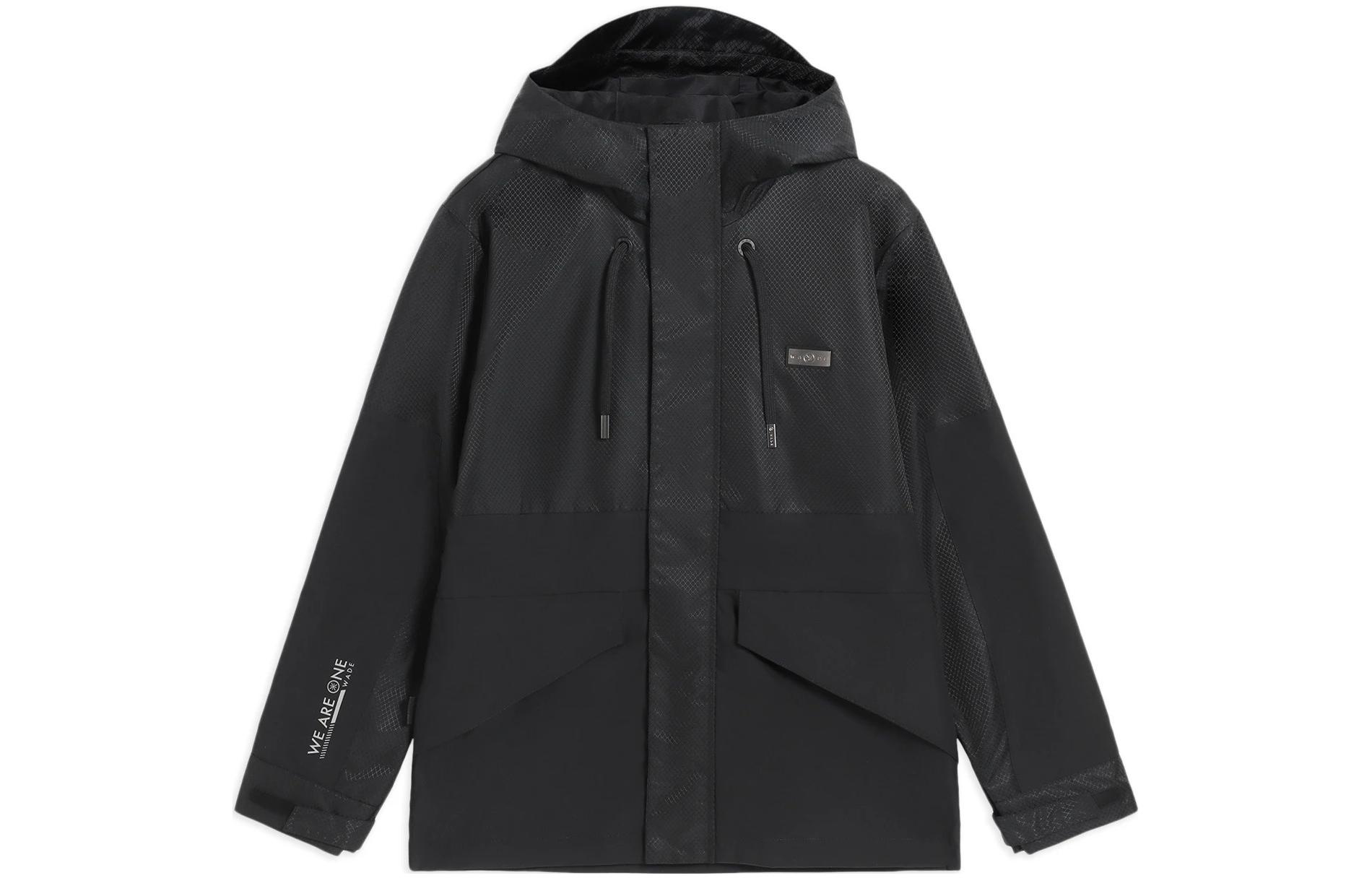 Li Ning, three dimensional sports black jacket with hood, loose fit