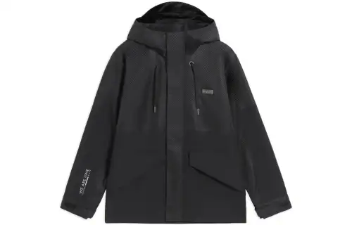 Li Ning, three dimensional sports black jacket with hood, loose fit
