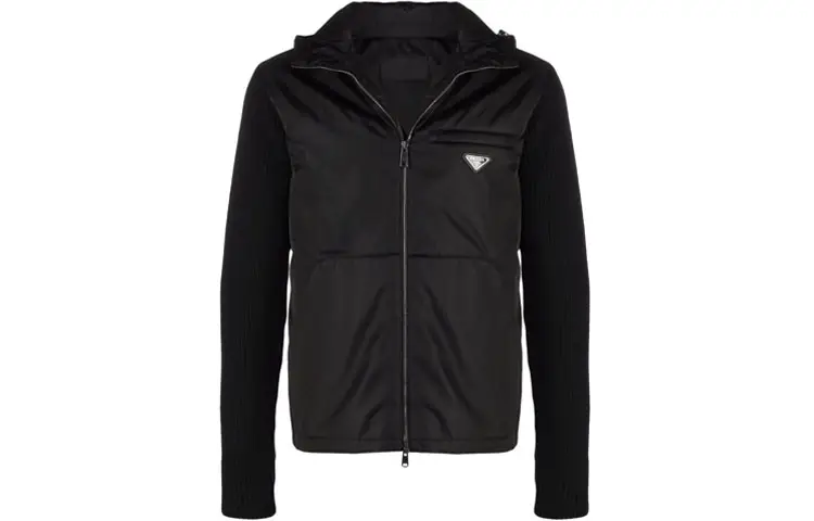 PRADA Jackets Men's Black Hooded Moderate Other
