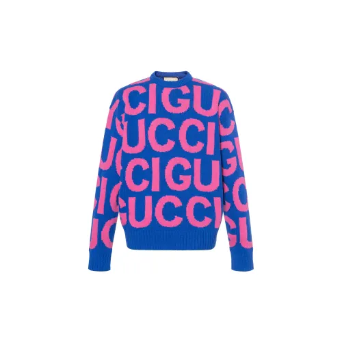 GUCCI All Over Logo Intarsia Knit Sweater