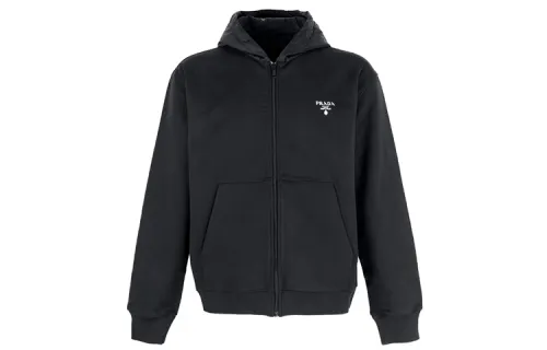 PRADA Jackets Men's Black Hooded Moderate Other