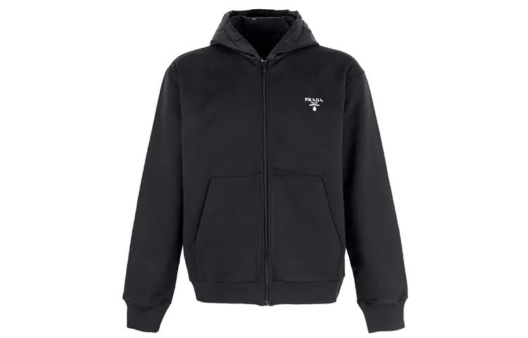 PRADA Jackets Men's Black Hooded Moderate Other