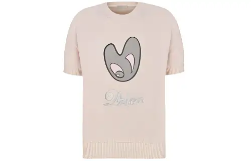 DIOR Quarterly New Products T Shirts Men's Pink Crew Neck Moderate Straight Fit