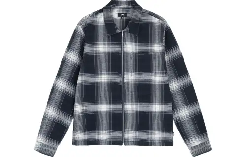 Stussy Shadow Plaid Zip Long Sleeve Shirt