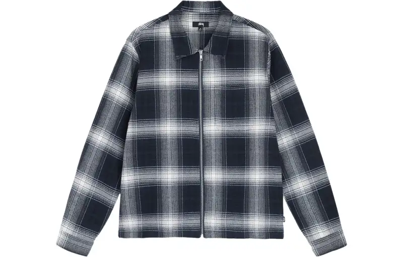 Stussy Shadow Plaid Zip Long Sleeve Shirt