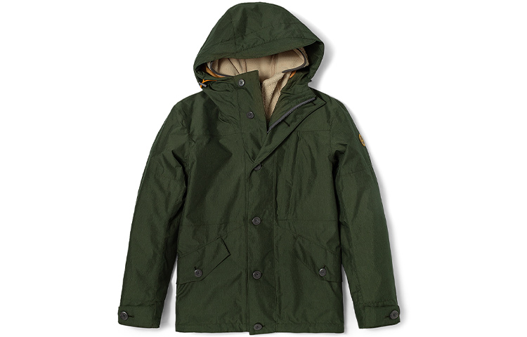 Timberland Travel velvet keep warm waterproof luggage green jacket with hood, three-in-one, with your logo imprint