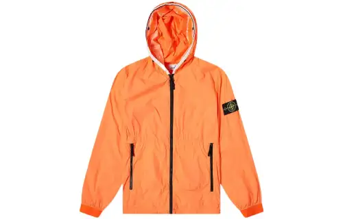 STONE ISLAND Jackets Men's Orange Hooded Moderate Straight Fit