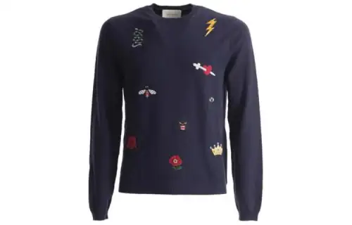 GUCCI Sweaters Men's Blue Crew Neck Moderate Other