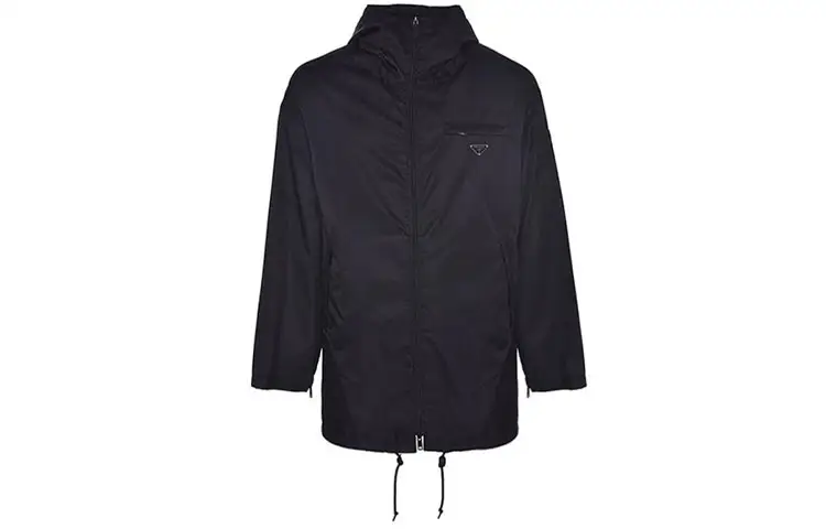 PRADA Jackets Men's Black Hooded Moderate Other
