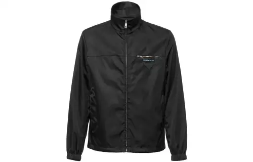 PRADA Jackets Men's Black Stand Collar Moderate Other