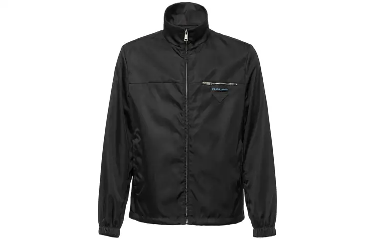 PRADA Jackets Men's Black Stand Collar Moderate Other