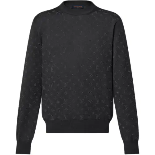 LOUIS VUITTON Monogram Embellished Wool Evening Crewneck