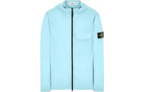 STONE ISLAND Jackets Men's Sky Blue Hooded Moderate Workwear