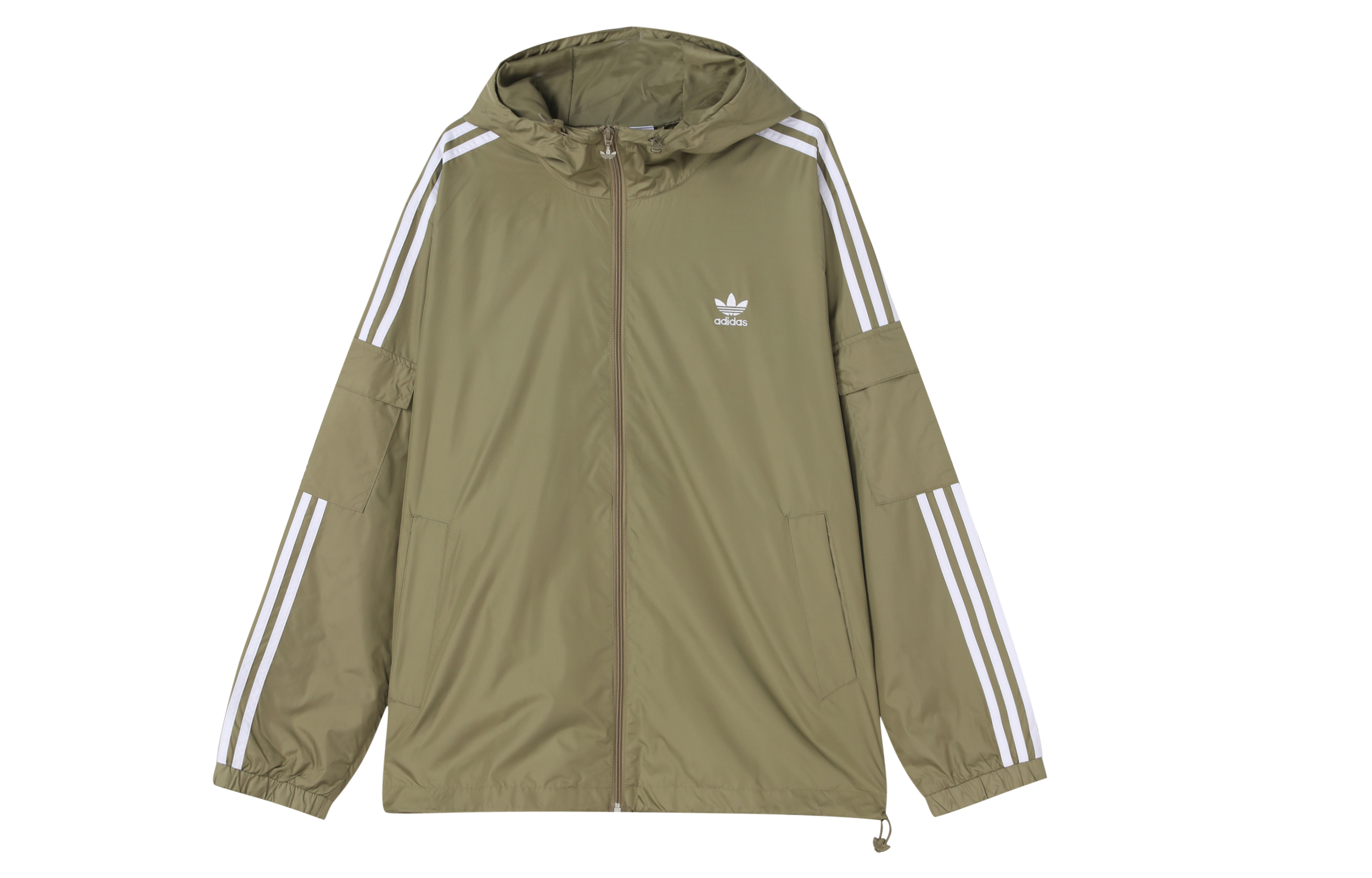 Adidas originals 3-Stripes clover three stripes hooded sports jacket men's military green