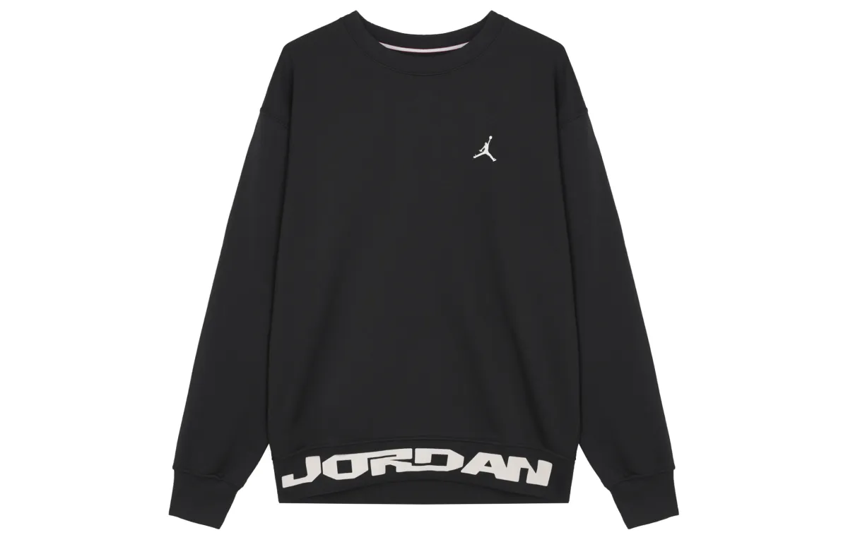 Jordan MVP Letter Pattern Fleece Lined Crew Neck Pullover Long Sleeved Sweatshirt Men's Black