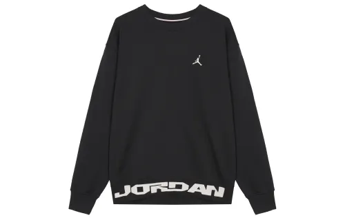 Jordan MVP Letter Pattern Fleece Lined Crew Neck Pullover Long Sleeved Sweatshirt Men's Black