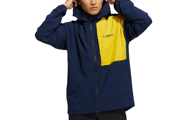 Adidas Jackets Men's Blue Hooded Moderate Straight Fit