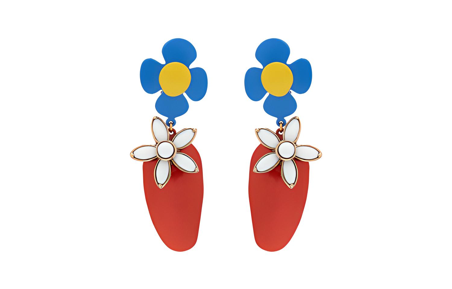 SAINT LAURENT Flower Strawberry Pendant Clip On Earrings