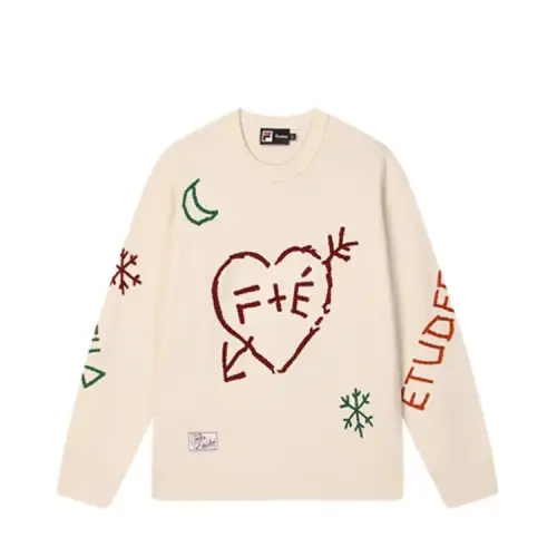 FILA x Études Sweater Unisex Sugar Sand White
