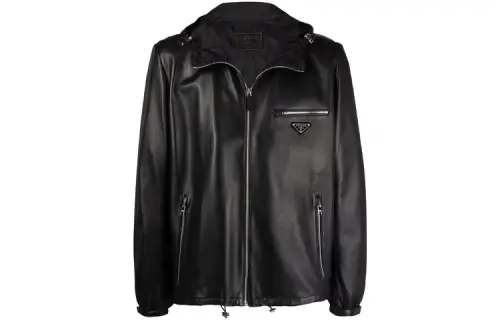 PRADA Jackets Men's Black Hooded Moderate Other