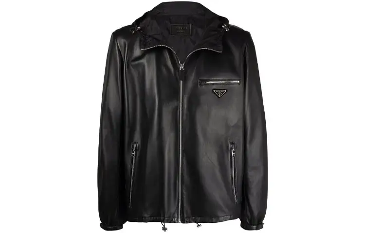 PRADA Jackets Men's Black Hooded Moderate Other