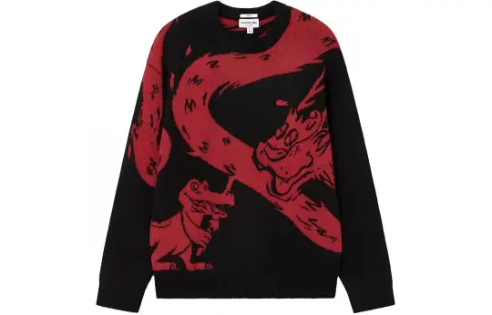 LACOSTE Year Of The Dragon Spring Festival Collection Sweaters Unisex Black Crew Neck Moderate Other