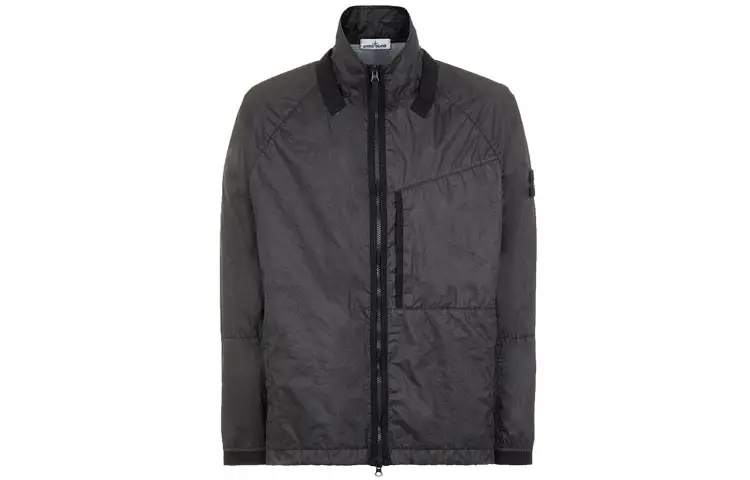 STONE ISLAND Jackets Men's Black Stand Collar Moderate Other