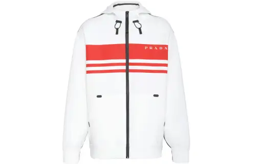 PRADA Jackets Men's White Hooded Moderate Other