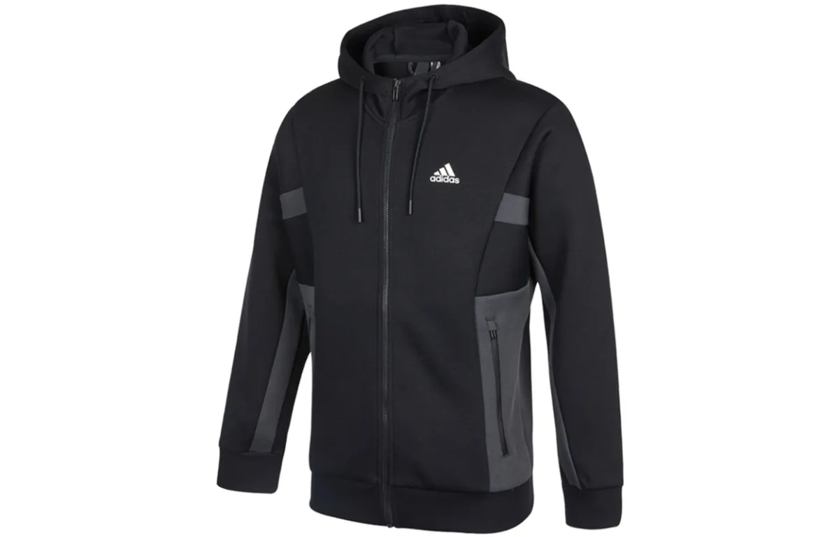 Adidas Jackets Men's Black Hooded (Non-detachable) Moderate Straight Fit