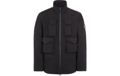 STONE ISLAND Jackets Men's Black Stand Collar Moderate Other
