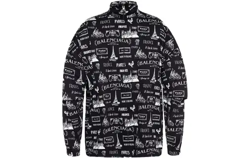 Balenciaga Paris-print layered-sleeve jacket