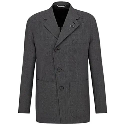 DIOR Jackets Men's Gray Suit Collar Moderate Other