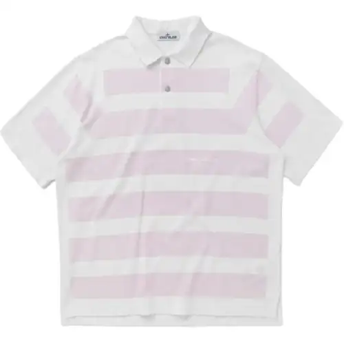 Stone Island striped cotton polo shirt