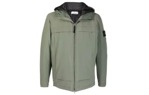 STONE ISLAND Jackets Men's Green Hooded Moderate Mock Two Piece