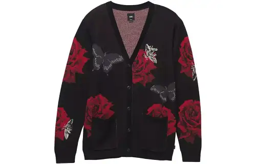 Vans Composite Rose Sweaters Men's Black V Neck Moderate Other