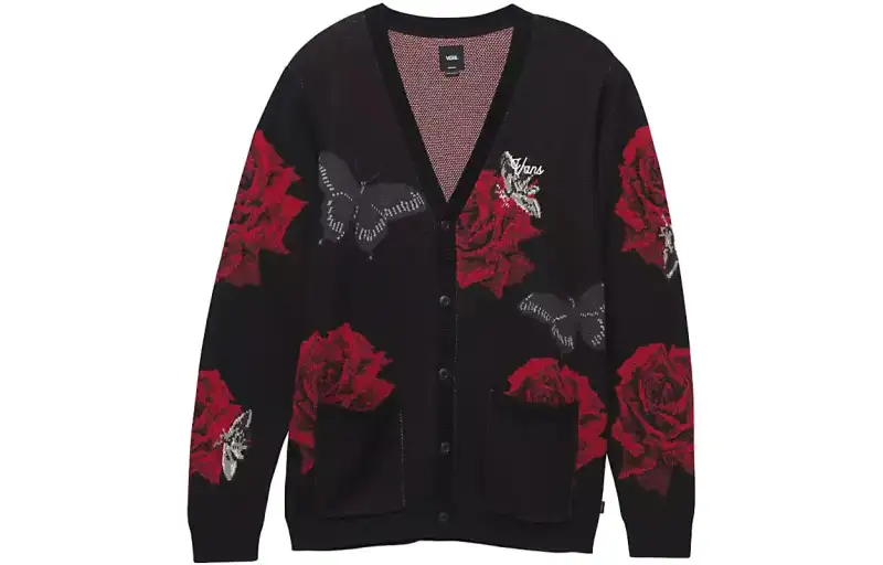 Vans Composite Rose Sweaters Men's Black V Neck Moderate Other