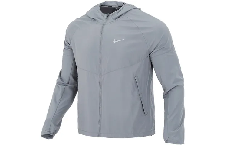 Nike MILER Jackets Men's Gray Hooded (Non-detachable) Moderate
