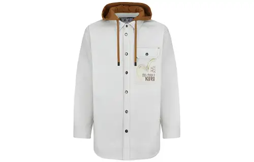 Long-sleeve with hood, shirt, white jacket, with your logo imprint
