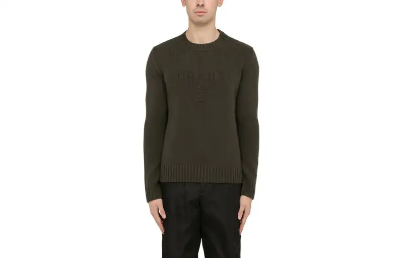 PRADA Sweaters Men's Green Crew Neck Moderate Other