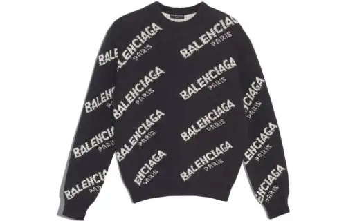 Balenciaga Sweaters Men's Black Crew Neck Moderate Other