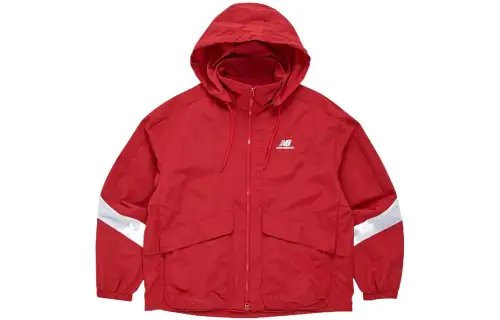 New Balance Jackets Unisex Red Detachable Hood Moderate Straight Fit